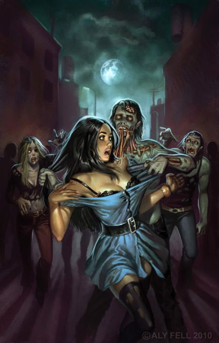 aly fell ilustrações mulheres sensuais fantasia sombria Terror zumbi