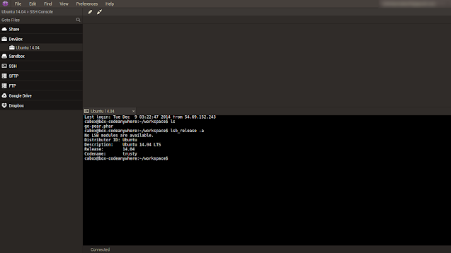 Screenshot of Codeanywhere's IDE