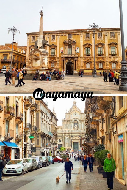 Piazza del Duomo and Sant'Agata cathedral (view from the street), Catania | Sicily, Italy | wayamaya