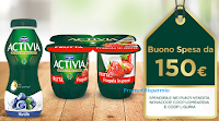 Logo Con Activia vinci subito buoni spesa Coop da 150€ 