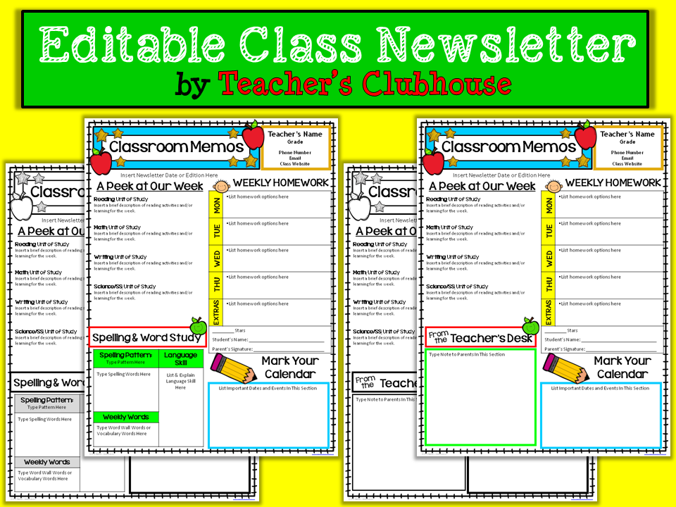 http://www.teacherspayteachers.com/Product/Editable-Class-Newsletter-1384368