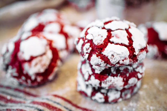 Perfect White Chocolate Red Velvet Crinkle Cookies