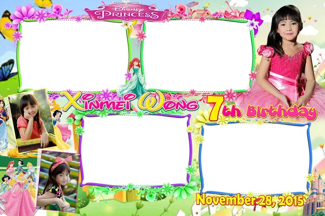 seventh birthday Disney princess photo booth template