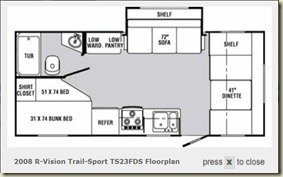 2008 R-Vision Trail-Sport TS23FDS floorplan