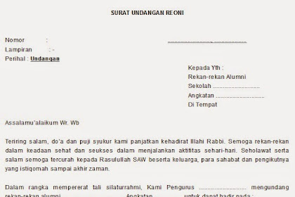 Contoh Surat Undangan Resmi Reuni Sekolah