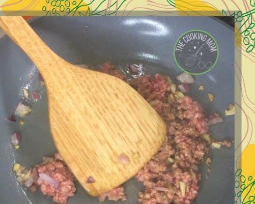 Adobong Sitaw ingredients: garlic, onions and ground beef