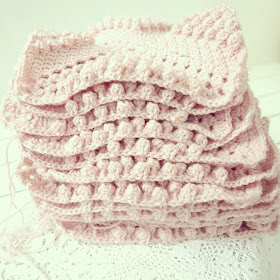 ByHaafner, crochet, work in progress, throw, pastel, bobble stitch, popcorn stitch, soft pink