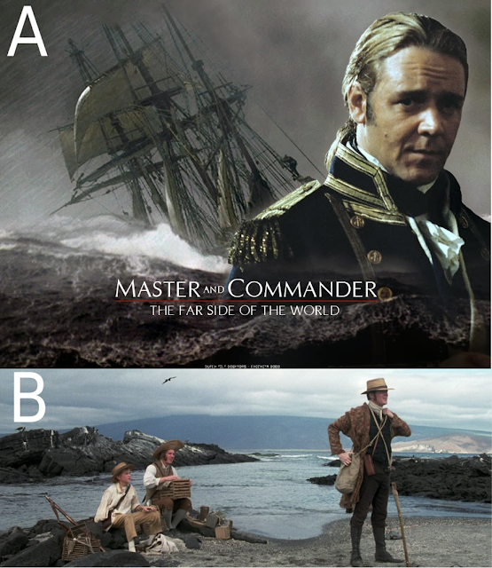 Una película para entender a Darwin y Wallace. Master and Commander nos sitúa en el contexto de los (B) historiadores naturales del siglo XIX comisionados en la marina británica, compañeros de los capitanes de clases nobles, los Lords británicos (B), siendo gente ilustrada al mando de marinos de clases bajas.