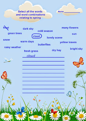 English for kids worksheet, spring