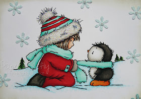 Christmas card using Cosy Penguin digital image by Lili of the Valley