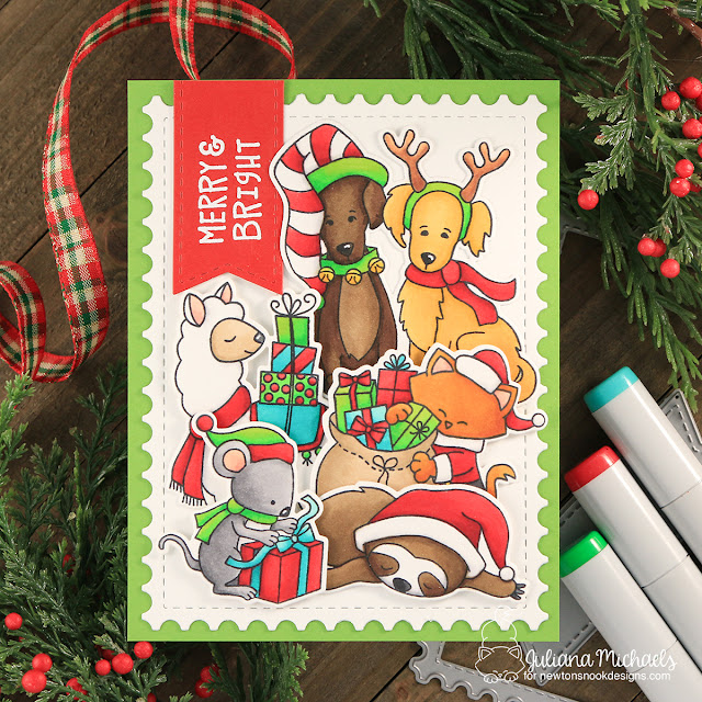 Merry and Bright Christmas Card by Juliana Michaels featuring Newton's Nook Designs