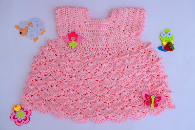 2 - Crochet Imagenes Vestido con abanicos a relieve por Majovel Crochet