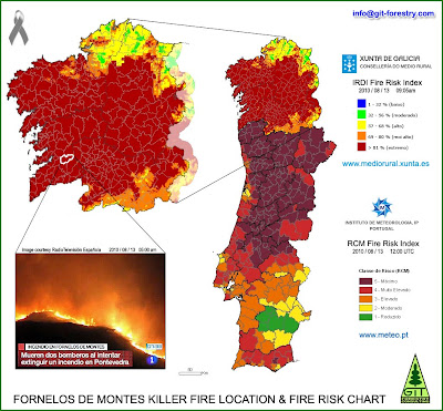 Two Firefighters dead on duty on Forest Fire Battle in Galicia, Spain / Dos bomberos forestales muertos en cumplimiento del deber en Galicia / Arsonists murder two firefighters in Galicia / Gustavo Iglesias Trabado & Roberto Carballeira Tenreiro & Javier Folgueira Lozano / GIT Forestry Consulting, Consultoría y Servicios de Ingeniería Agroforestal, Galicia, España, Spain / Eucalyptologics, information resources on Eucalyptus cultivation around the world / Eucalyptologics, recursos de informacion sobre el cultivo del eucalipto en el mundo