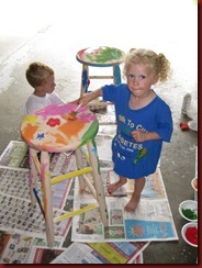 Jayden and Josie Painting their New Chairs.
