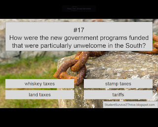 How were the new government programs funded that were particularly unwelcome in the South? Answer choices include: whiskey taxes, taxes, stamp taxes, land taxes, tariffs