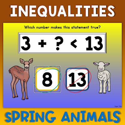 Inequalities - Spring Animals Boom Cards