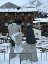 In the valley at Maso Corto - a monument celebrating the building of the ski infrastructure