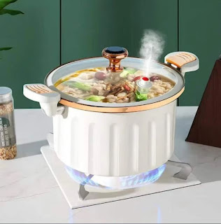 Large Capacity Enamel Micro Pressure Cooker Binaural Handle Cooking Pot Gift