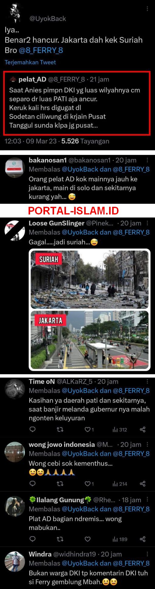 katanya Jakarta dipimpin Anies jadi ancur Netizen: Orang pelat AD kok repot-repot ngomentari Jakarta, noh Jateng berbulan-bulan kebanjiran gubernurnya malah keluyuran ngonten 😅
