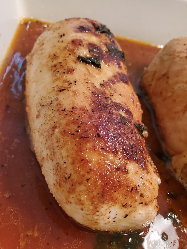 baked chicken breast  in barbecue sauce