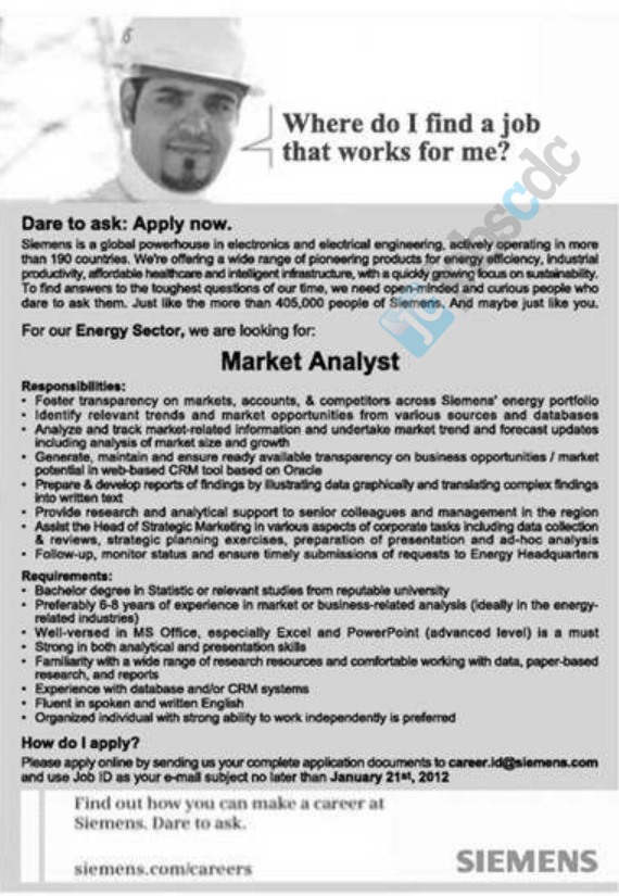 PT Siemens Indonesia - Recruitment Market Analyst January 