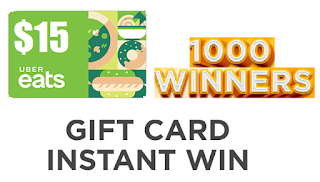 $15 Uber Eats Gift Card Instant Win Giveaway - 1,000 Winners. Daily Entry, Ends 4/24/19 ...