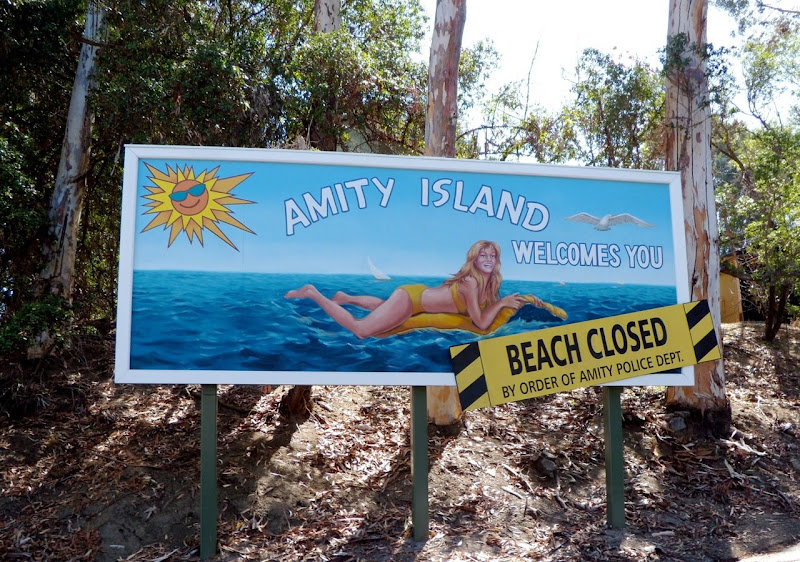 Jaws Amity Island tourist sign on Universal Studio Tour