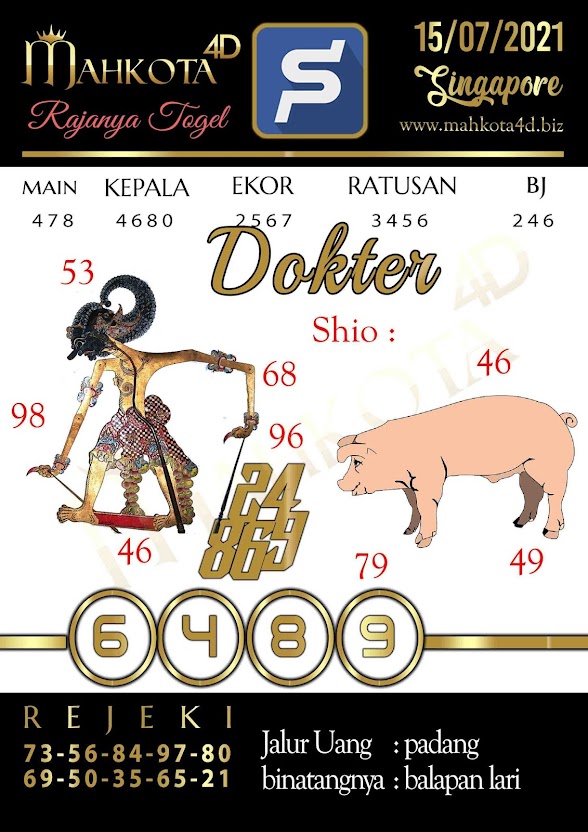 Syair Prediksi Togel Singapore - SGP Kamis, 15 - Juni - 2021