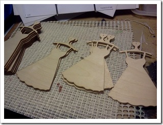 Wood cutout dress ornaments