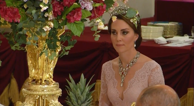 Kate Middleton wears Princess Diana's tiara to state banquet for Spanish royals