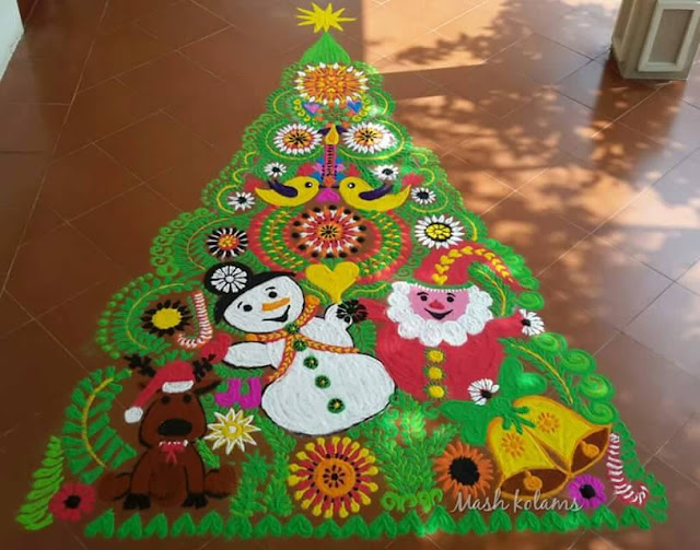 Christmas Tree Rangoli Design