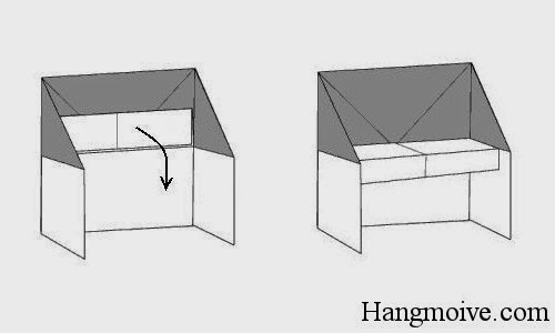 Bước 10: Ta thả miếng giấy đã gập ở trên sao cho vuông góc để hình thành phím đàn.