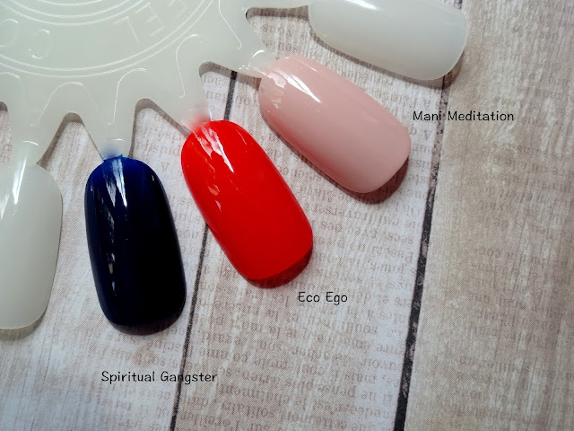 Nails. INC Plant Power Nail Polish Eco Ego, Mani Meditation, Spiritual Gangster Swatches