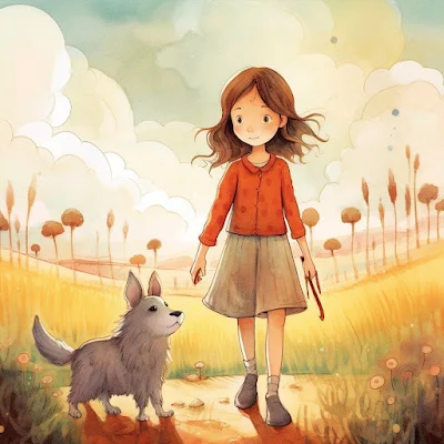 kids book cover illustration dog child painting drawing art