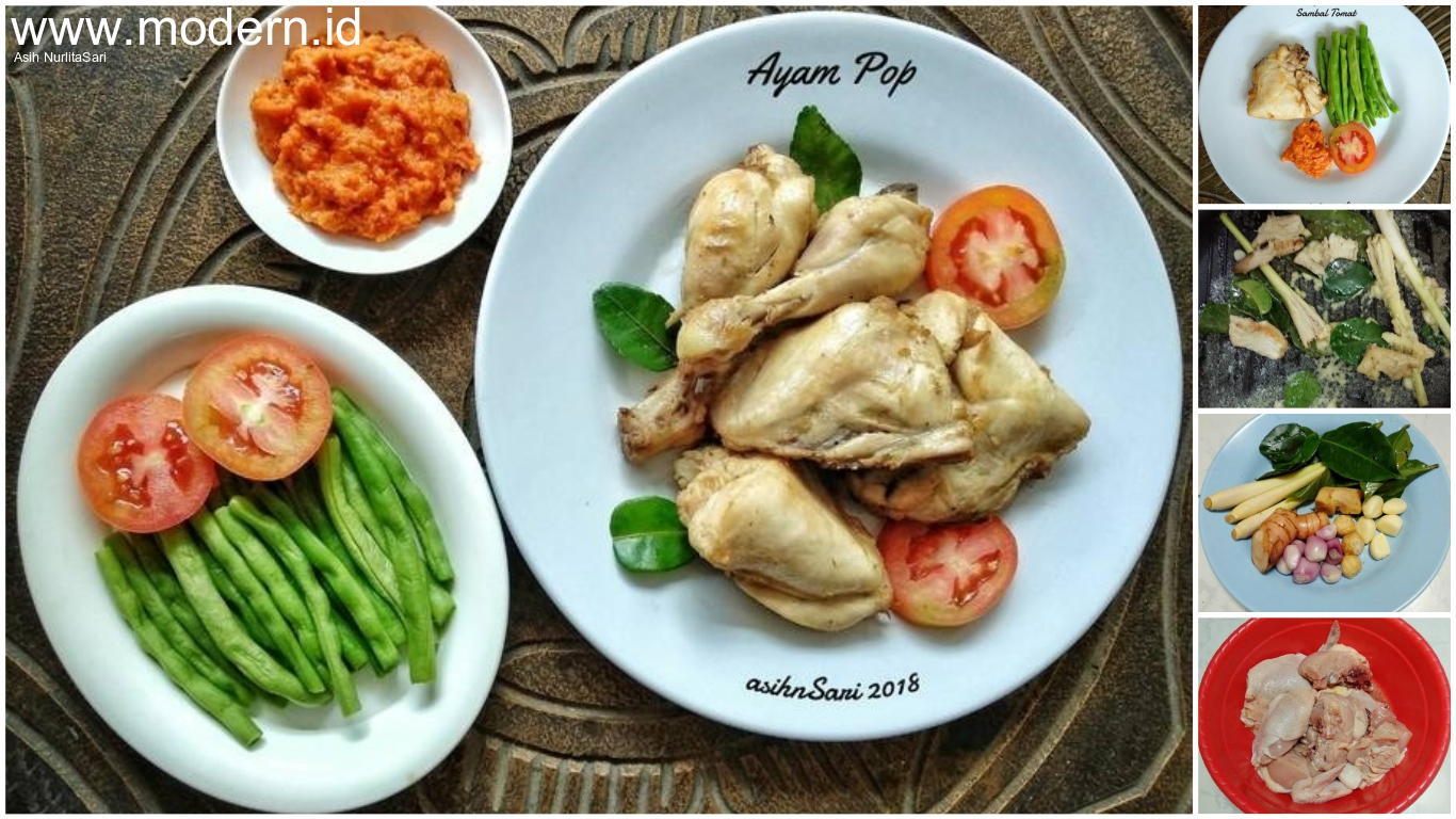 Resep Ayam Pop Khas Minang. Lalapan plus Sambal Tomatnya Bikin Makan