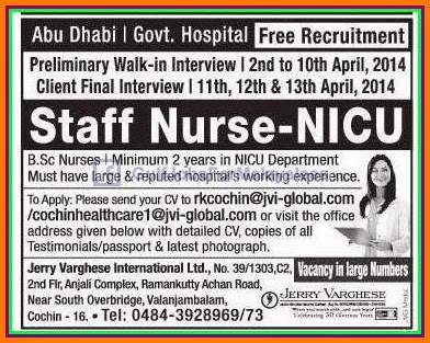 Free Recruitment Govt Hospital Abubhabi Job Vacancies