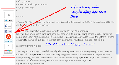 Tiện ích các nút Share trượt dọc cho Blogspot (sticky sidebar)