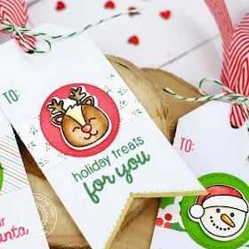 Sunny Studio Stamps: Holiday Gift Tags by Lexa Levana (using Christmas Icons stamp, Traditional Tag Topper & Fishtail Banner Dies)