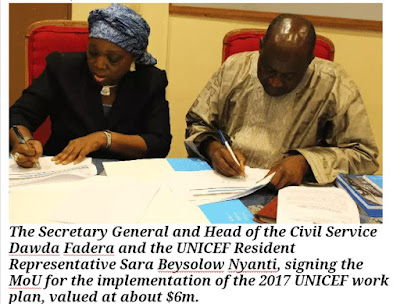 Gambia: Unicef, Gambia Govt. Sign Mou For Implementation Of 2017 Work Plan Worth $6m