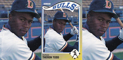 Theron Todd 1990 Durham Bulls card, Todd posed with bat