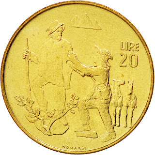 San Marino Coins 20 Lire, Giuseppe Garibaldi and Anita