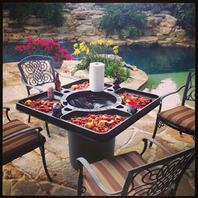 This Unique Table Has A Trash Hole Installed In The Middle To Quickly Throw Away Crab, Lobster, Or Crawfish