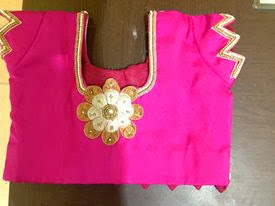 pink colour embroidery back side blouse