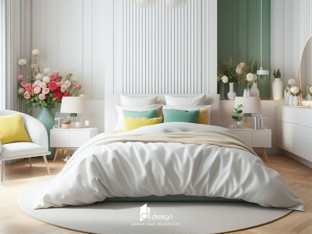 Thiết kế phòng ngủ màu trắng mang đến cảm giác sạch sẽ mỗi khi ngắm nhìn