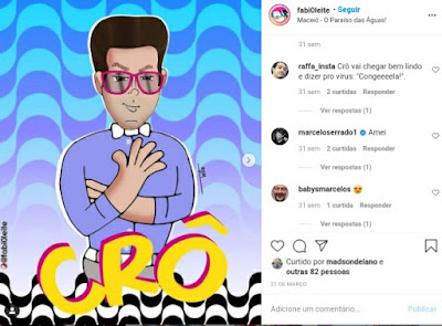 Ator Marcelo Serrado comentou na postagem da caricatura do personagem 'Crô, vivido por ele na novela Fina Estampa