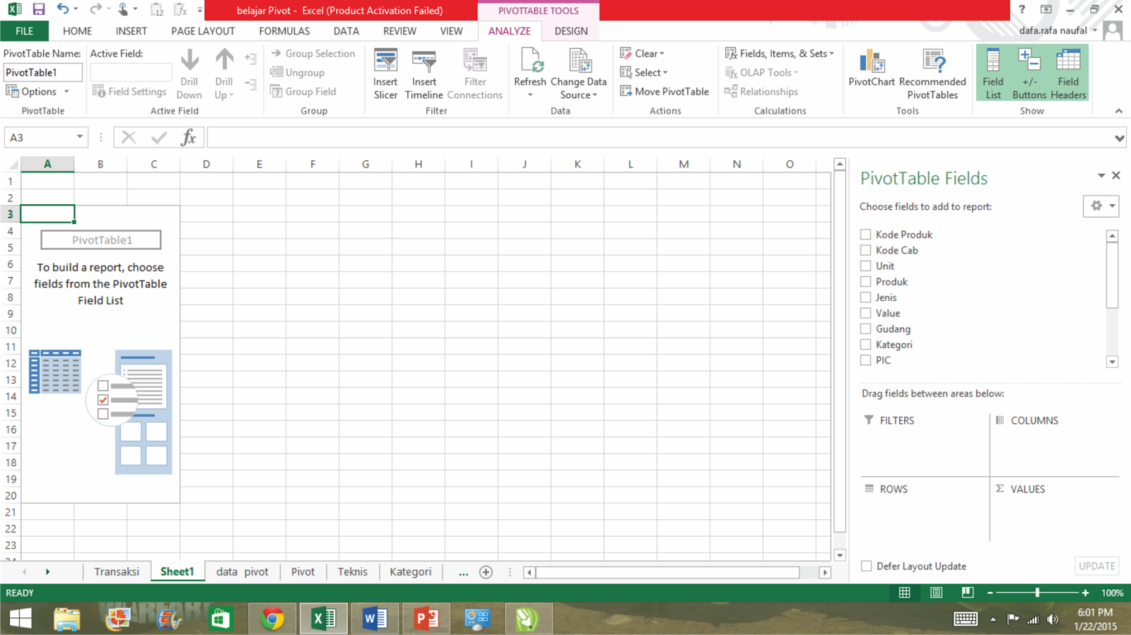 Tutorial Pivot Excel sederhana