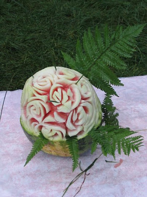 Watermelon carving art - seen at curiousphotos.blogspot.com