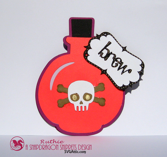 SnapDragon Snippets  - Potion Brew Bottle a6 card -Halloween Card -  Ruthie Lopez 