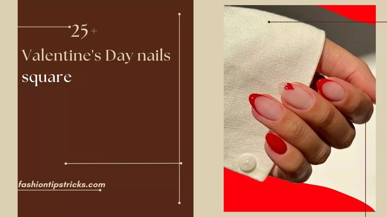 Valentine's Day nails square