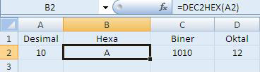 Cara Konversi Bilangan Desimal, Biner, Oktal, Hexadesimal di Excel